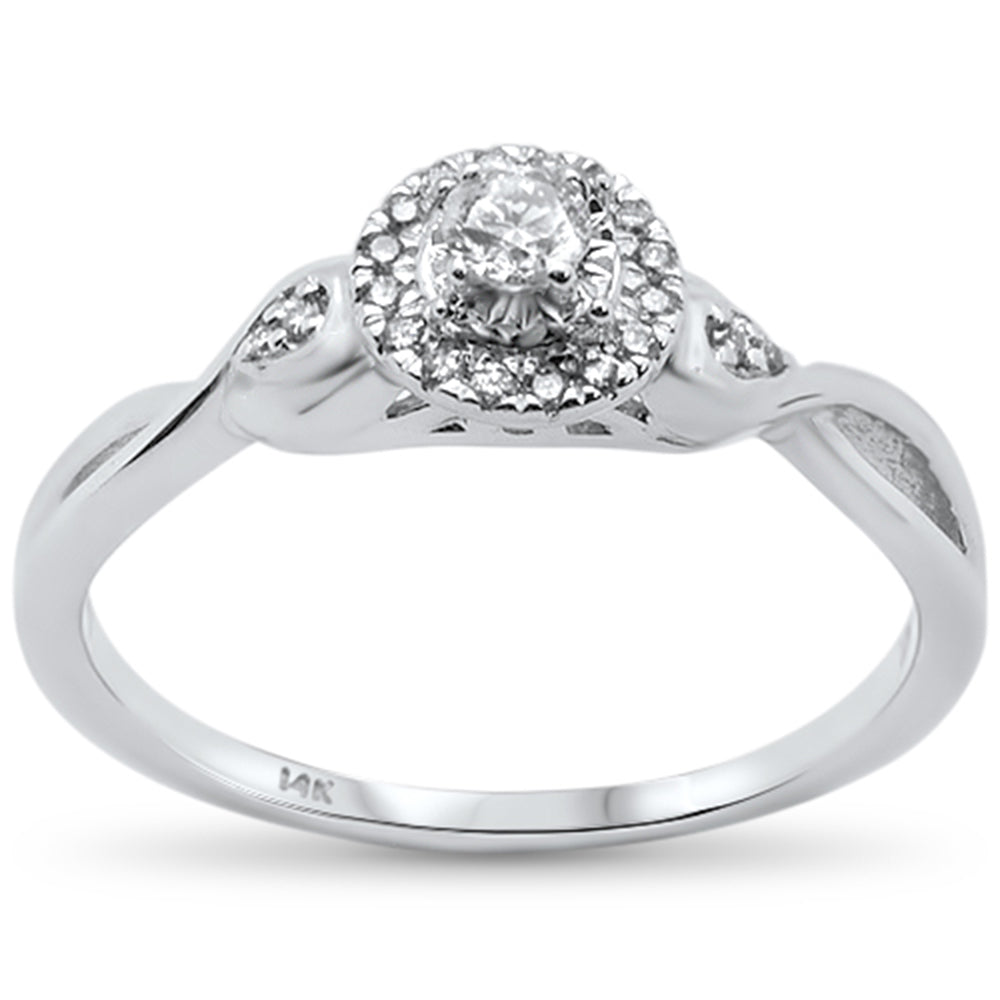 .16ct 14k White Gold Round Diamond Engagement Twisted Prong RING Size 6.5