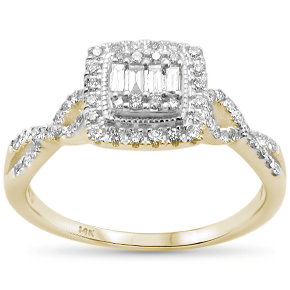 ''SPECIAL! .35ct 14k Two Tone Gold Square Twisted Prong Diamond Engagement RING''