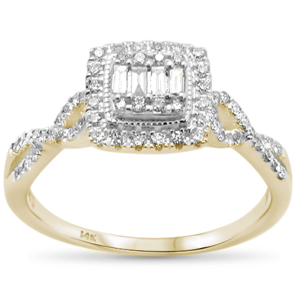 ''SPECIAL! .35ct 14k Two Tone GOLD Square Twisted Prong Diamond Engagement Ring''