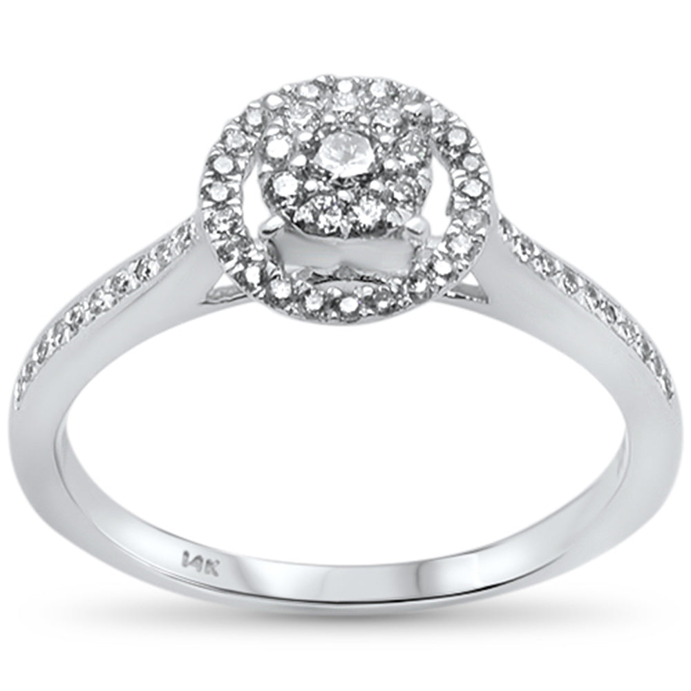 .24ct 14k White GOLD Diamond Round Diamond Halo Engagement Ring Size 6.5