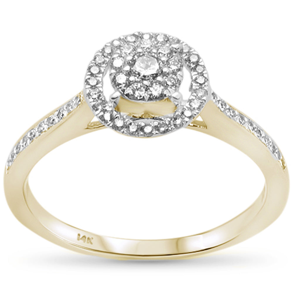 .26ct 14k Two Tone Gold Round DIAMOND Halo Engagement Ring Size 6.5