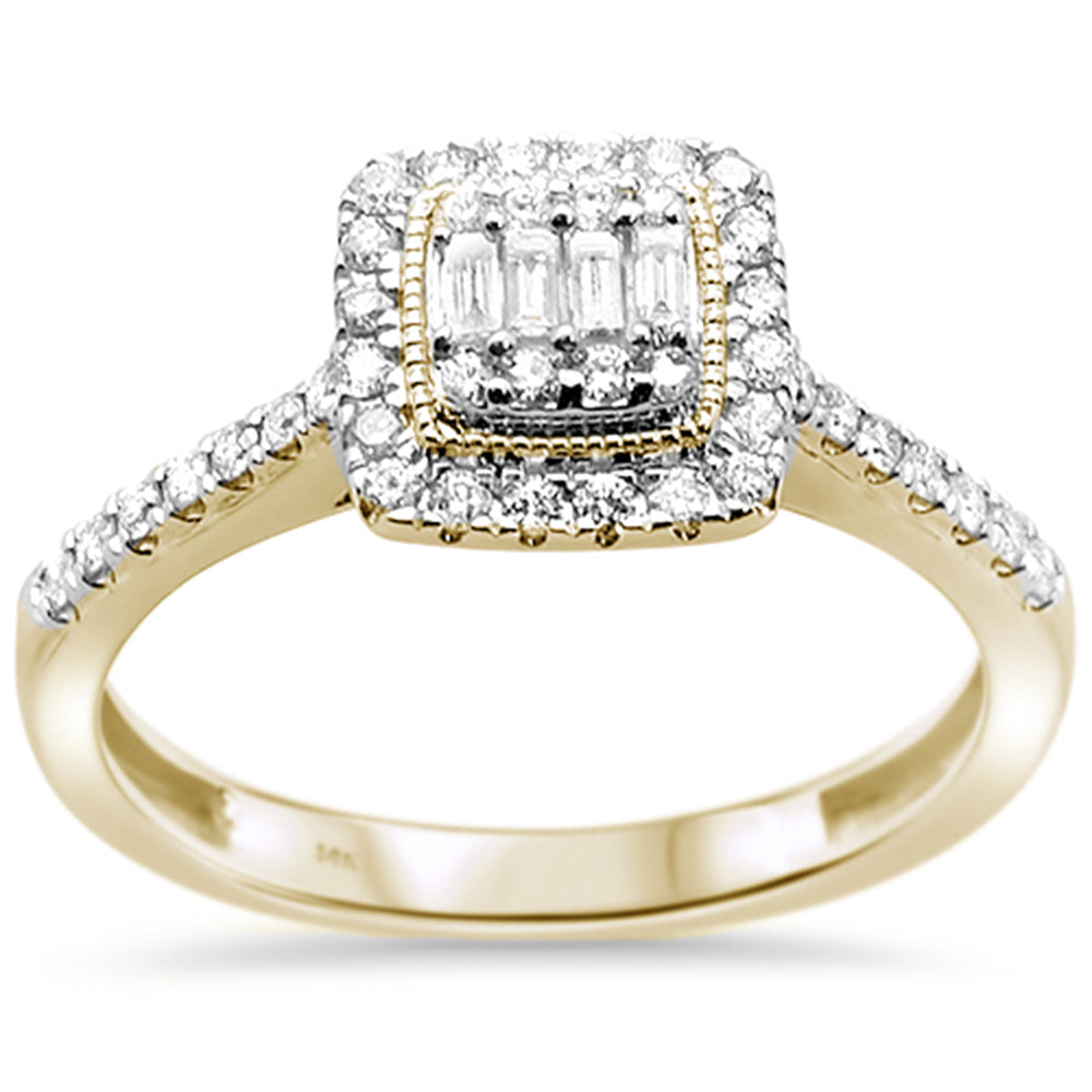 ''SPECIAL! .37ct 14k Two Tone Gold Square Shape DIAMOND Engagement Ring Size 6.5''