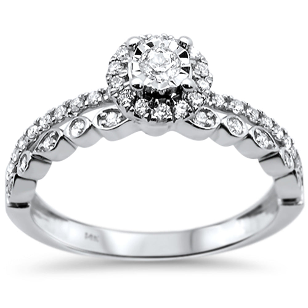 ''SPECIAL! .34ct 14k White Gold Round DIAMOND Engagement Ring Size 6.5''