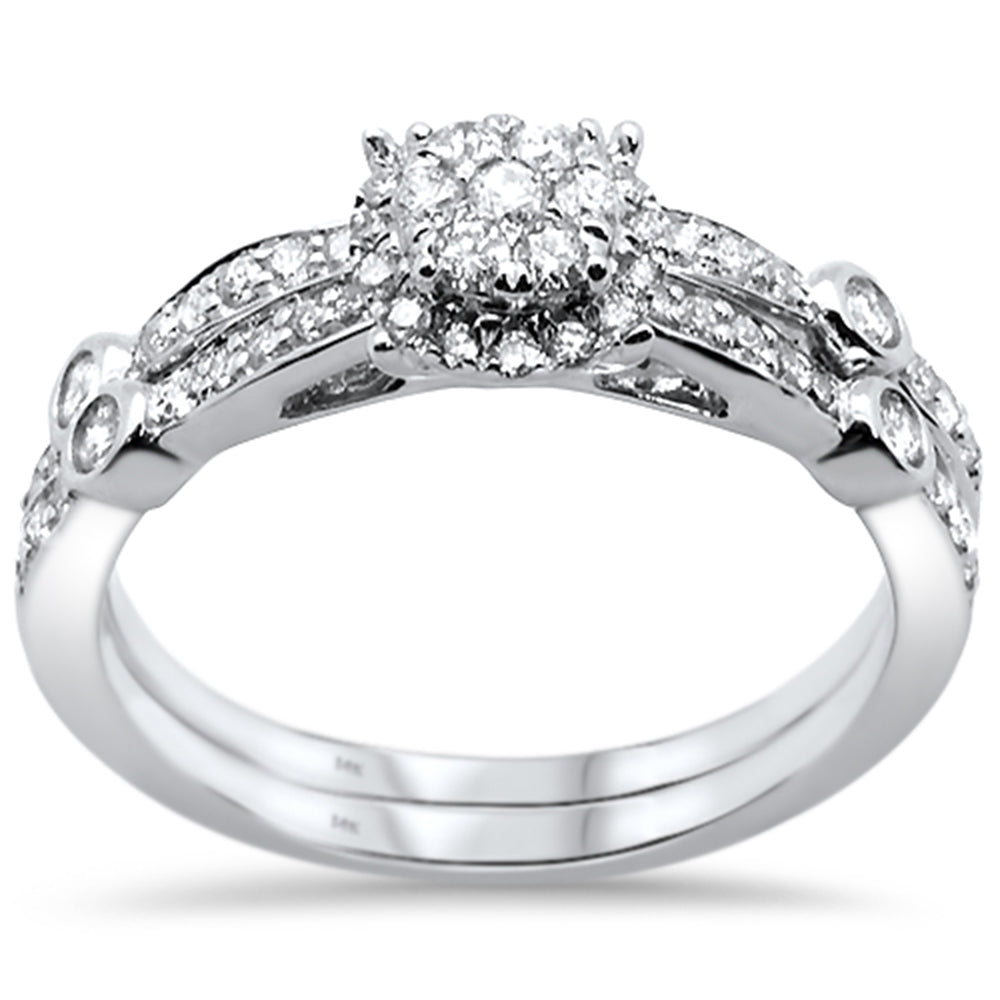 ''SPECIAL!.50ct 14k White Gold Round DIAMOND Engagement Bridal Set Size 6.5''