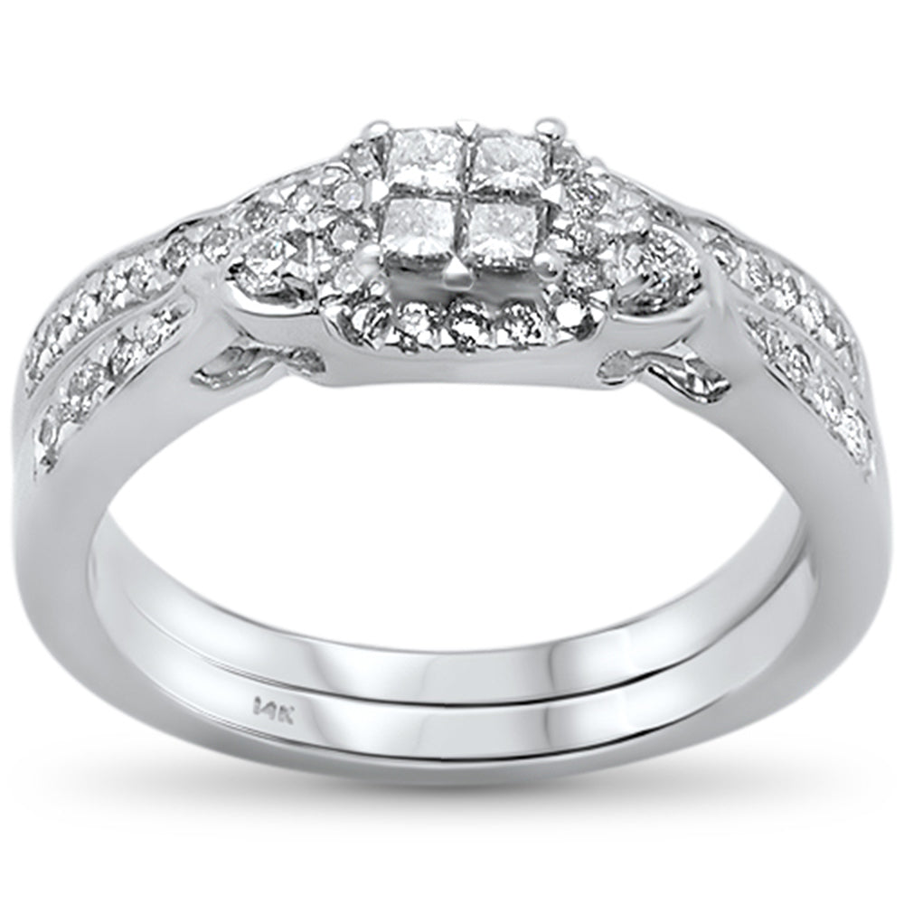 ''SPECIAL!.50ct 14k White GOLD Diamond Engagement Bridal Set Ring Size 6.5''