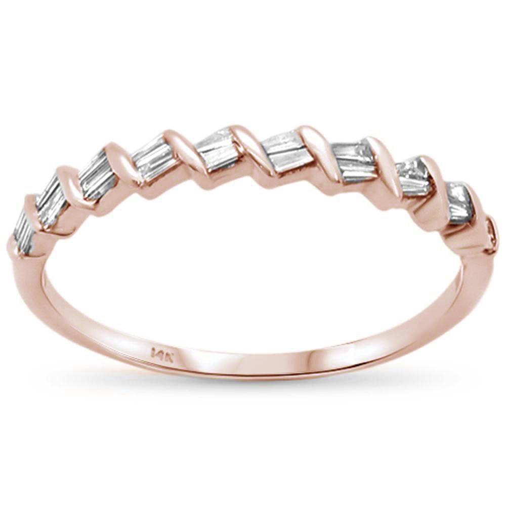 .17CT G SI 14KT Rose GOLD Diamond Baguette Anniversary Stackable Band Ring Size 6.5