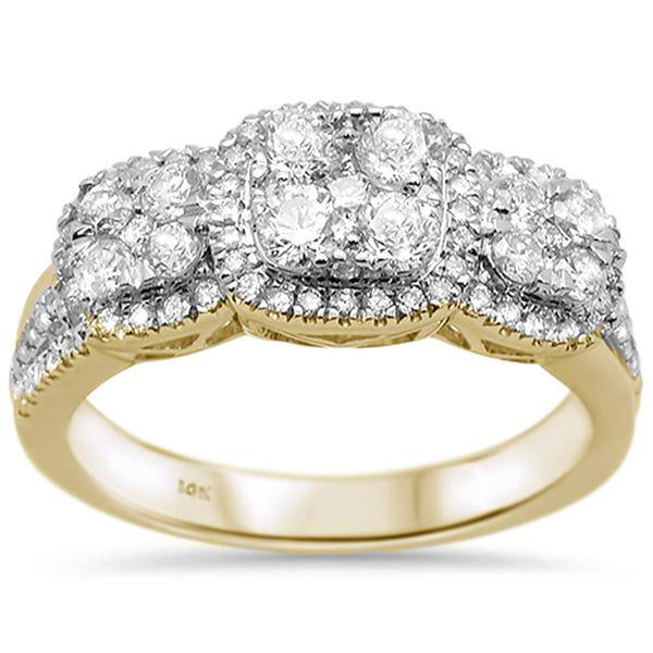 ''SPECIAL!.88ct 10k Yellow Gold Three Stone Anniversary DIAMOND Ring Size 6.5''