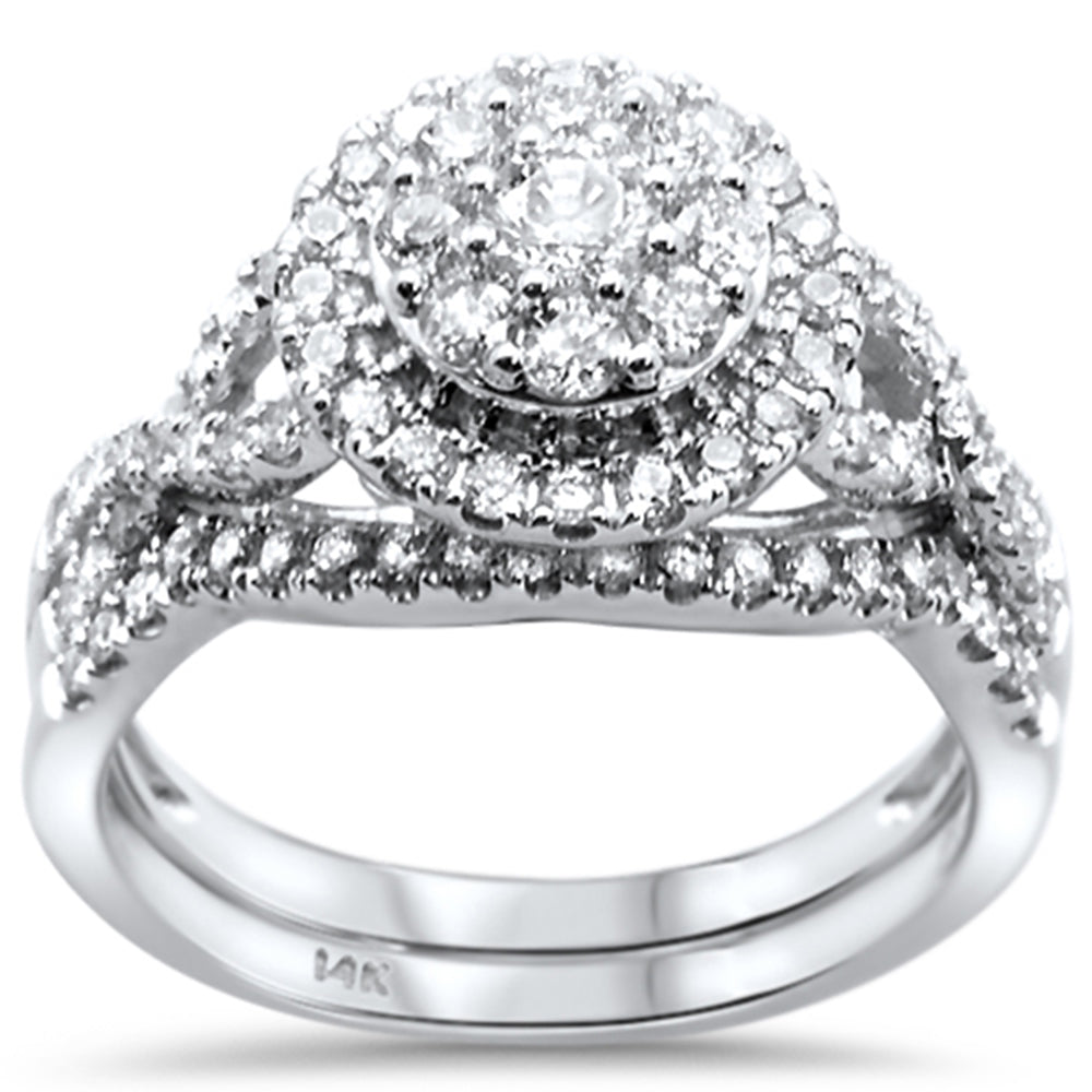 ''SPECIAL! .98ct 14k White GOLD Round Diamond Engagement Ring Bridal Set Size 6.5''