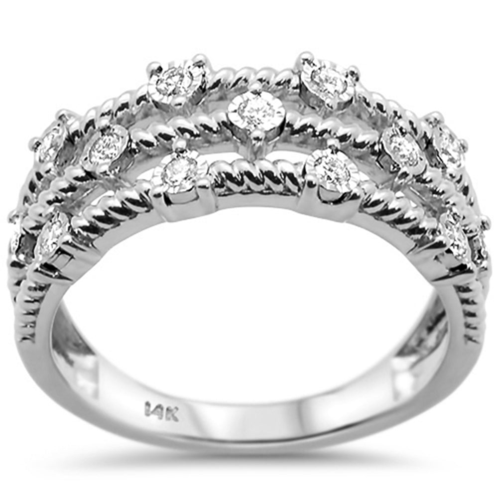 ''SPECIAL! .24ct 14k White GOLD Diamond Fashion Multi Band Ring Size 6.5''