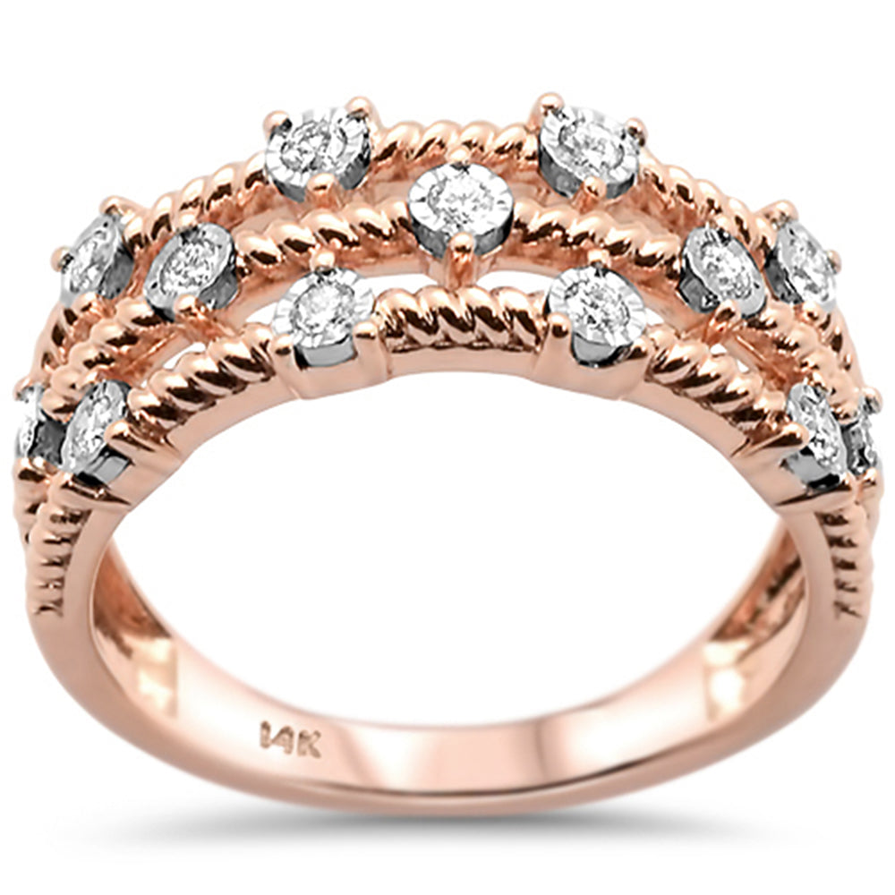 ''SPECIAL! .24ct 14k Rose GOLD Diamond Fashion Wedding Band Ring Size 6.5''