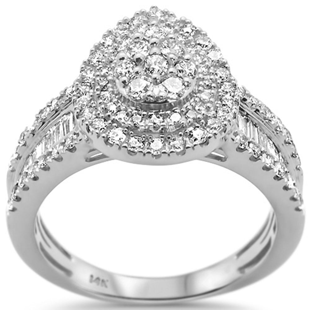 ''SPECIAL! .98ct 14k White GOLD Pear Shape Diamond Engagement Ring Size 6.5''