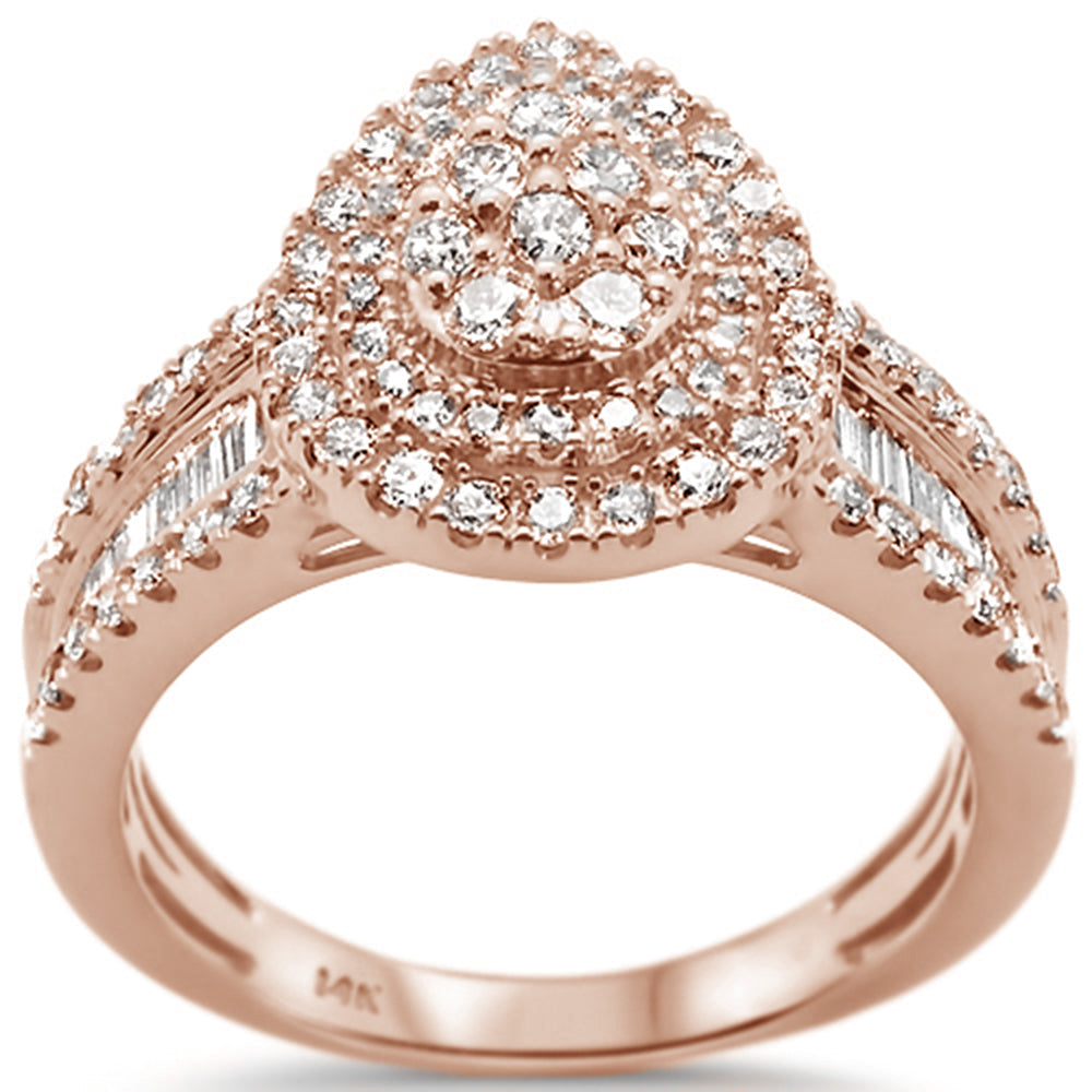 ''SPECIAL! .98ct 14k Rose Gold Pear Shape DIAMOND Engagement Ring Size 6.5''