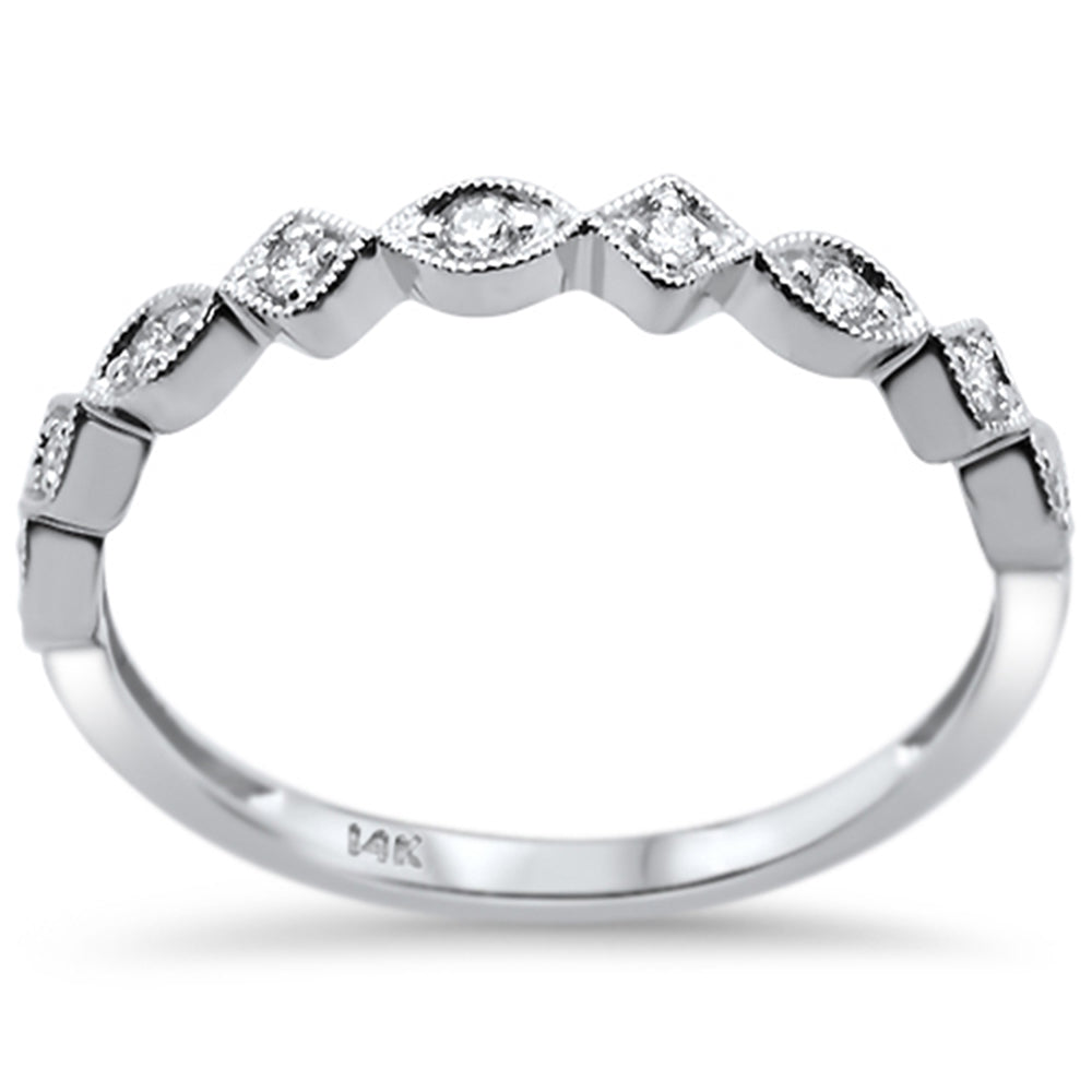 .09ct 14k White GOLD Diamond Wedding Stackable Ring Band Size 6.5