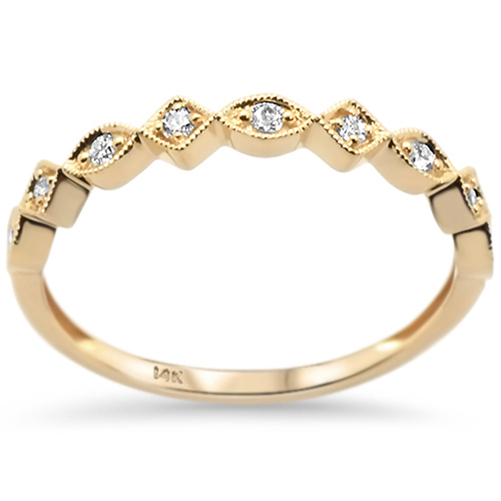 .10ct 14k Yellow Gold DIAMOND Stackable Wedding Band Ring Size 6.5