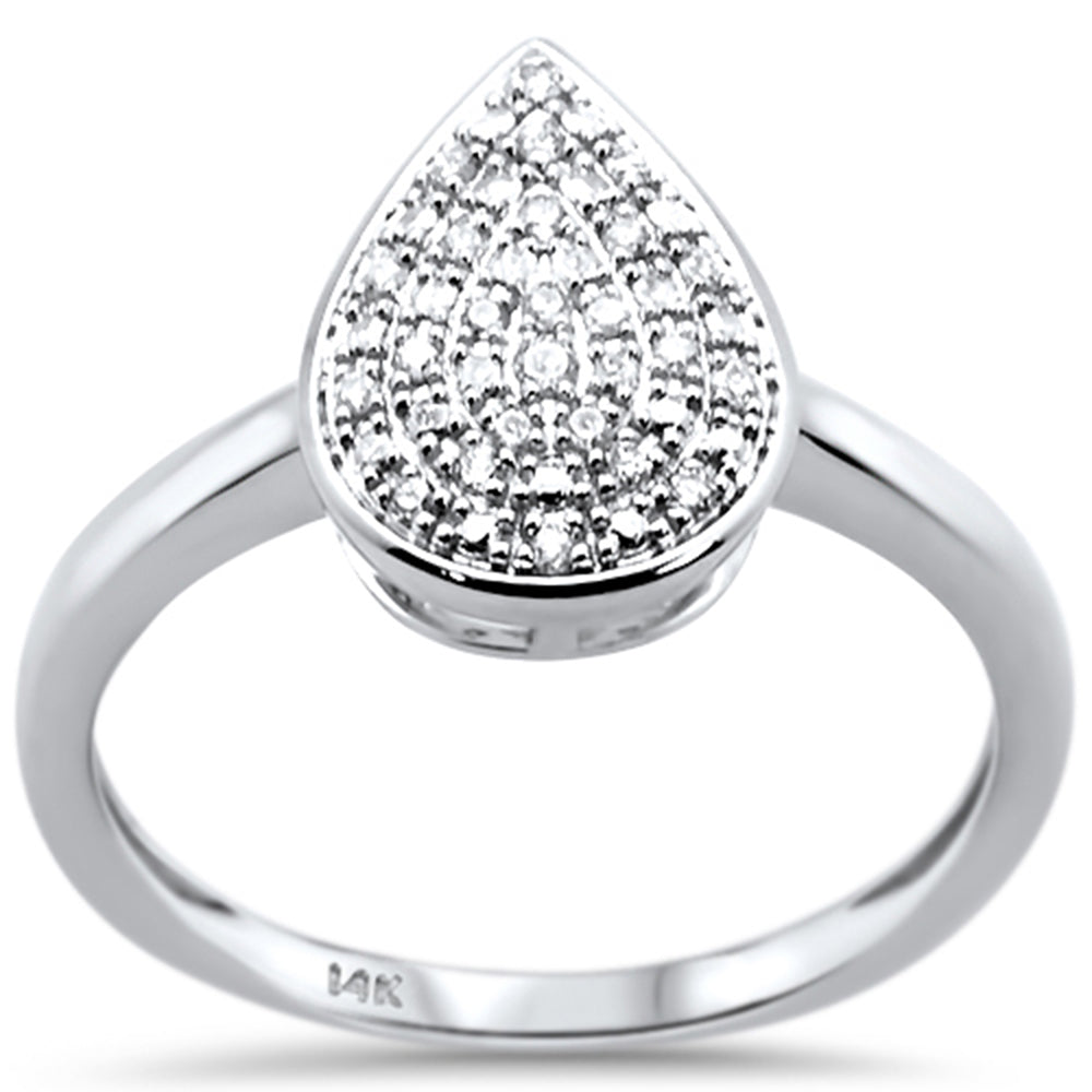 .10ct 14k White Gold DIAMOND Pear Shape Engagement Ring Size 6.5
