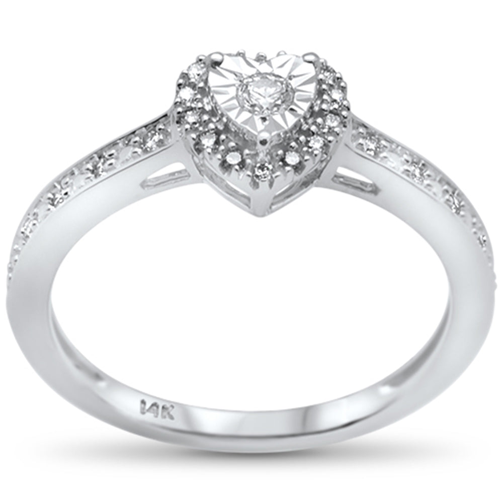 .15ct 14k White Gold DIAMOND Heart Shape Engagement Promise Ring Size 6.5