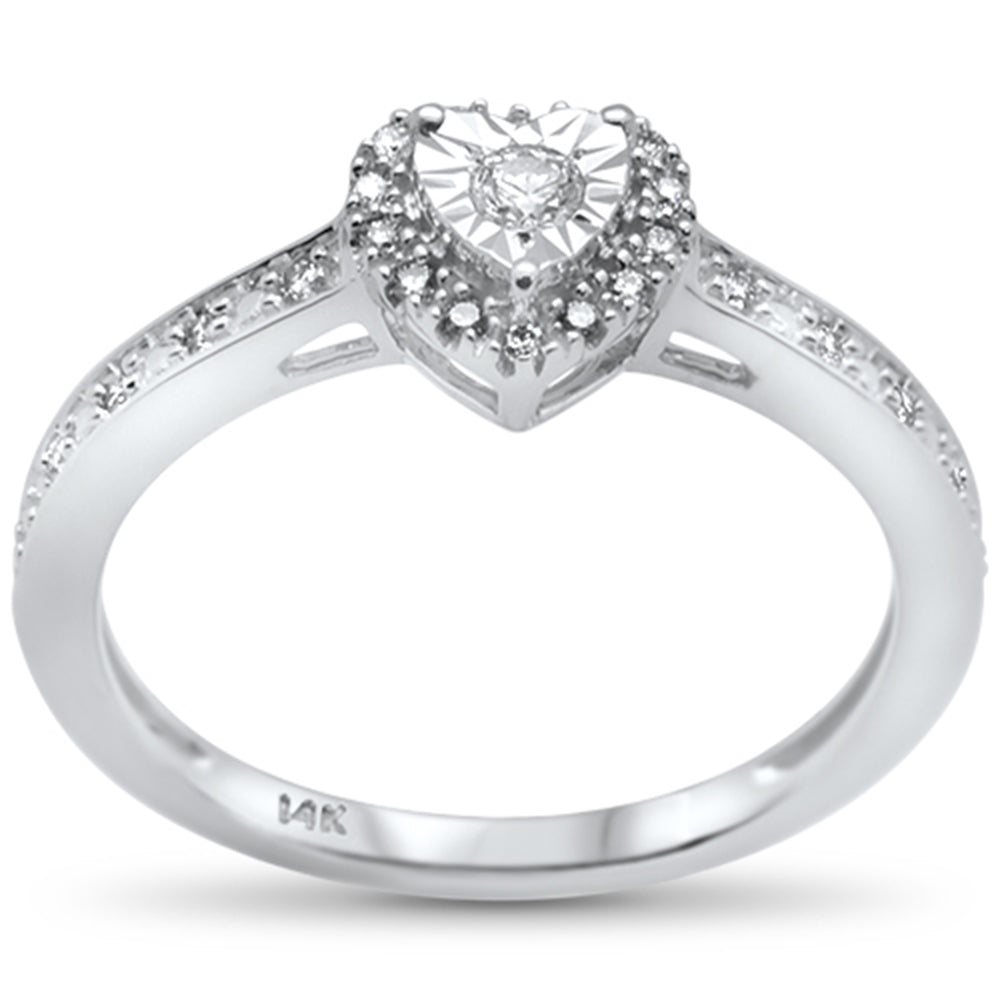 .15ct 14k White GOLD Diamond Heart Shape Engagement Promise Ring Size 6.5