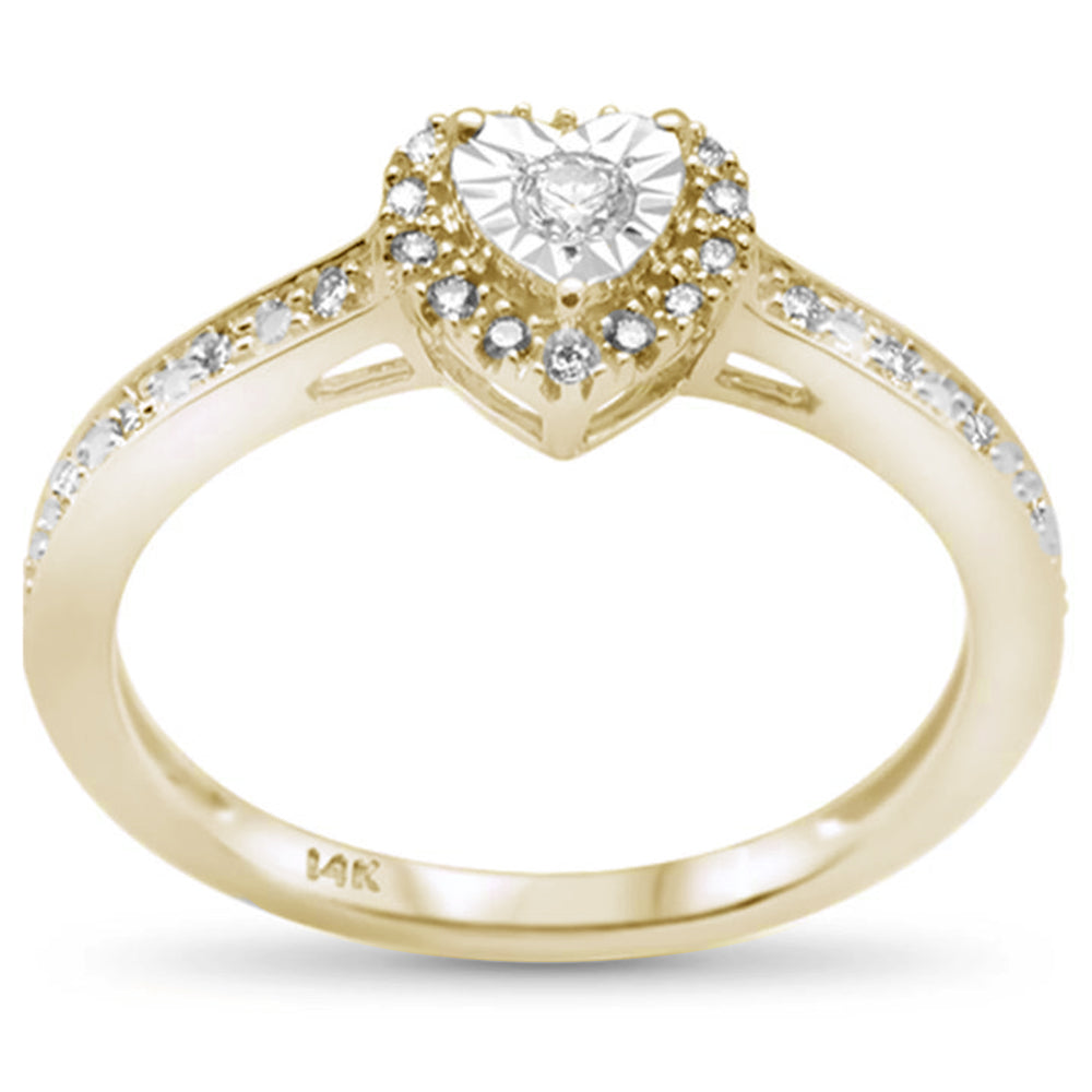 .14ct F SI 14K Yellow Gold Heart Shaped DIAMOND Engagement Promise Ring Size 6.5