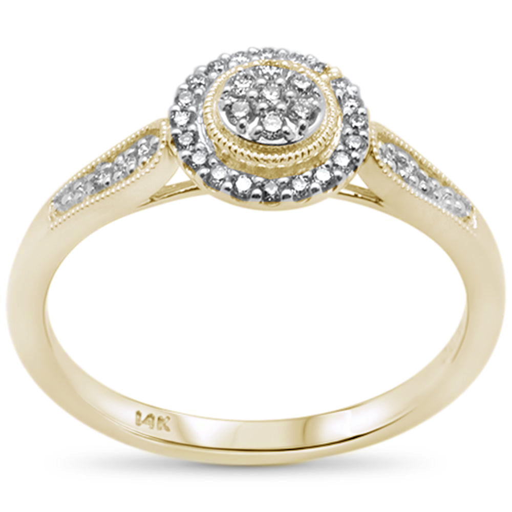 .16ct F SI 14K Yellow GOLD Round Diamond Engagement Ring Size 6.5