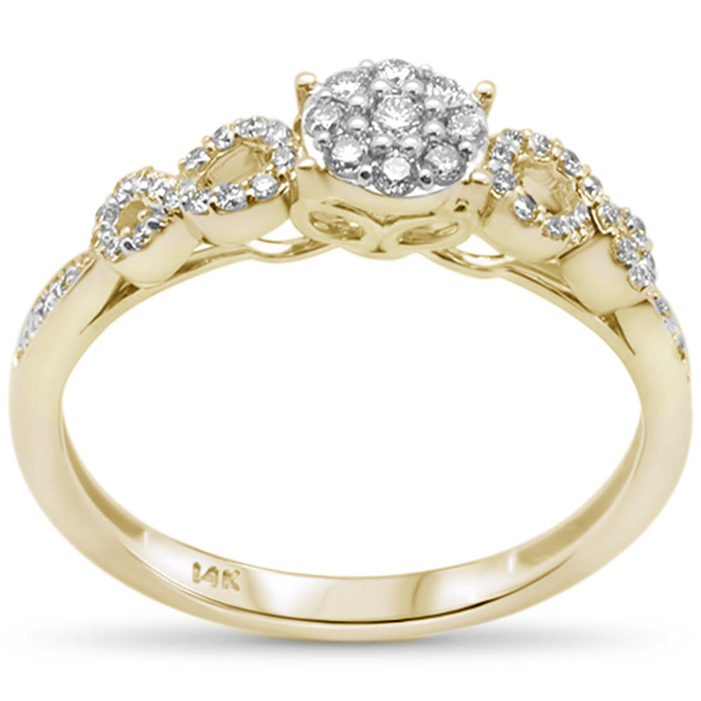 .26ct F SI 14K Yellow Gold Round DIAMOND Infinity Design Engagement Ring