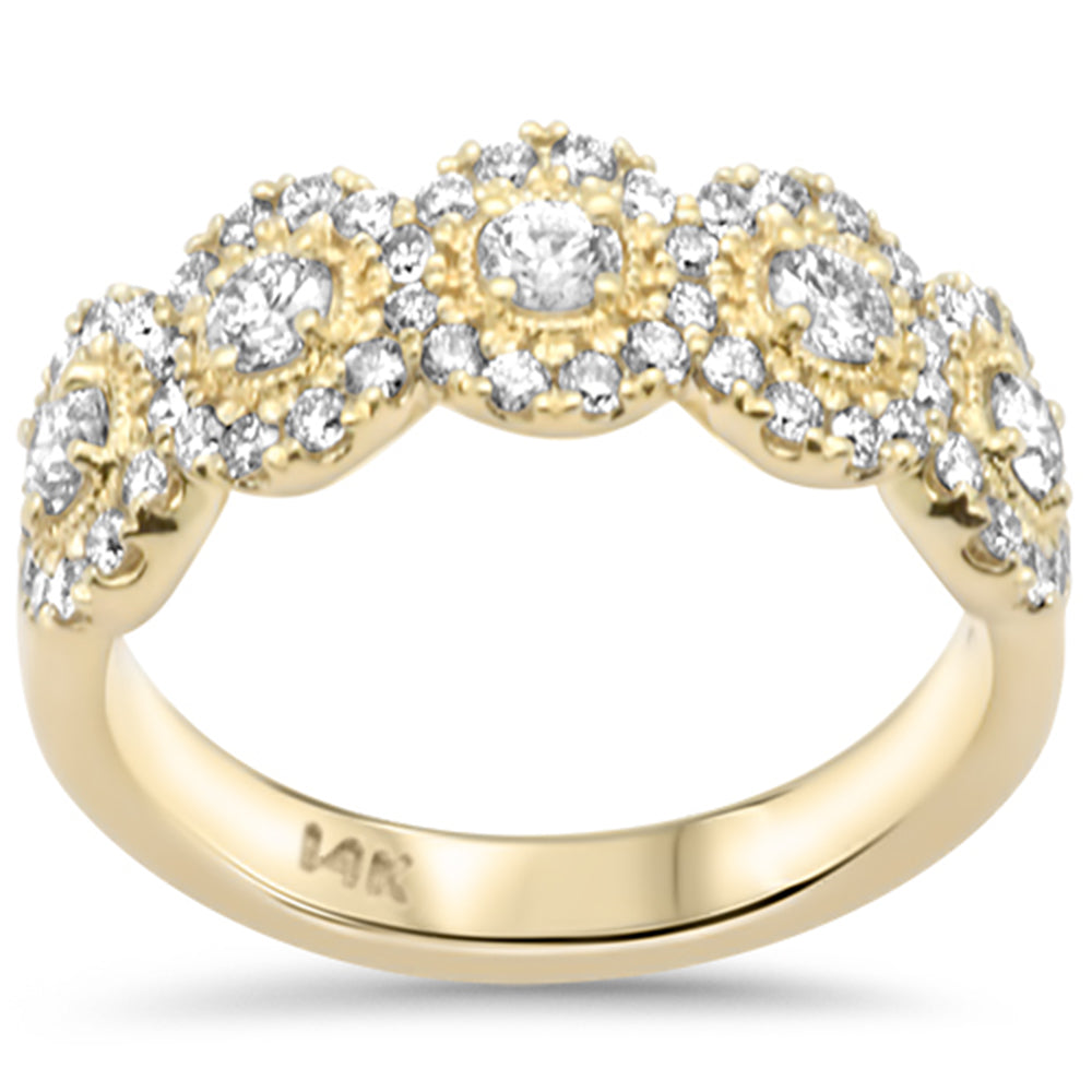 ''SPECIAL!  .98ct G SI 14K Yellow Gold DIAMOND Round Halo Band Ring Size 6.5''