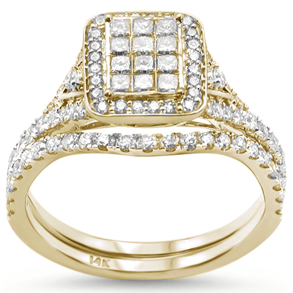 ''SPECIAL! 1.00ct 14k Yellow GOLD Diamond Square Shape Bridal Set Engagement Ring''