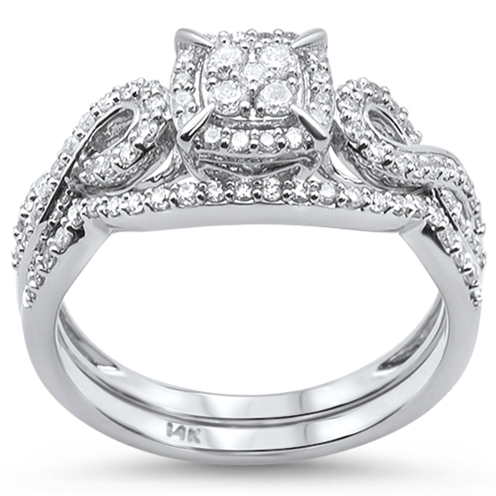 ''SPECIAL!.48ct 14k White GOLD Square Diamond Engagement Bridal Set Ring Size 6.5''