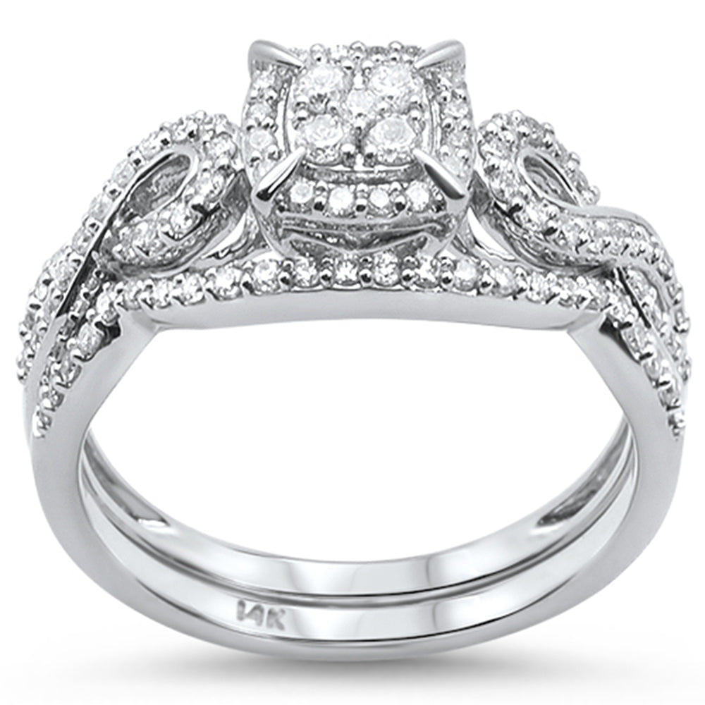 ''SPECIAL!.48ct 14k White Gold Square DIAMOND Engagement Bridal Set Ring Size 6.5''