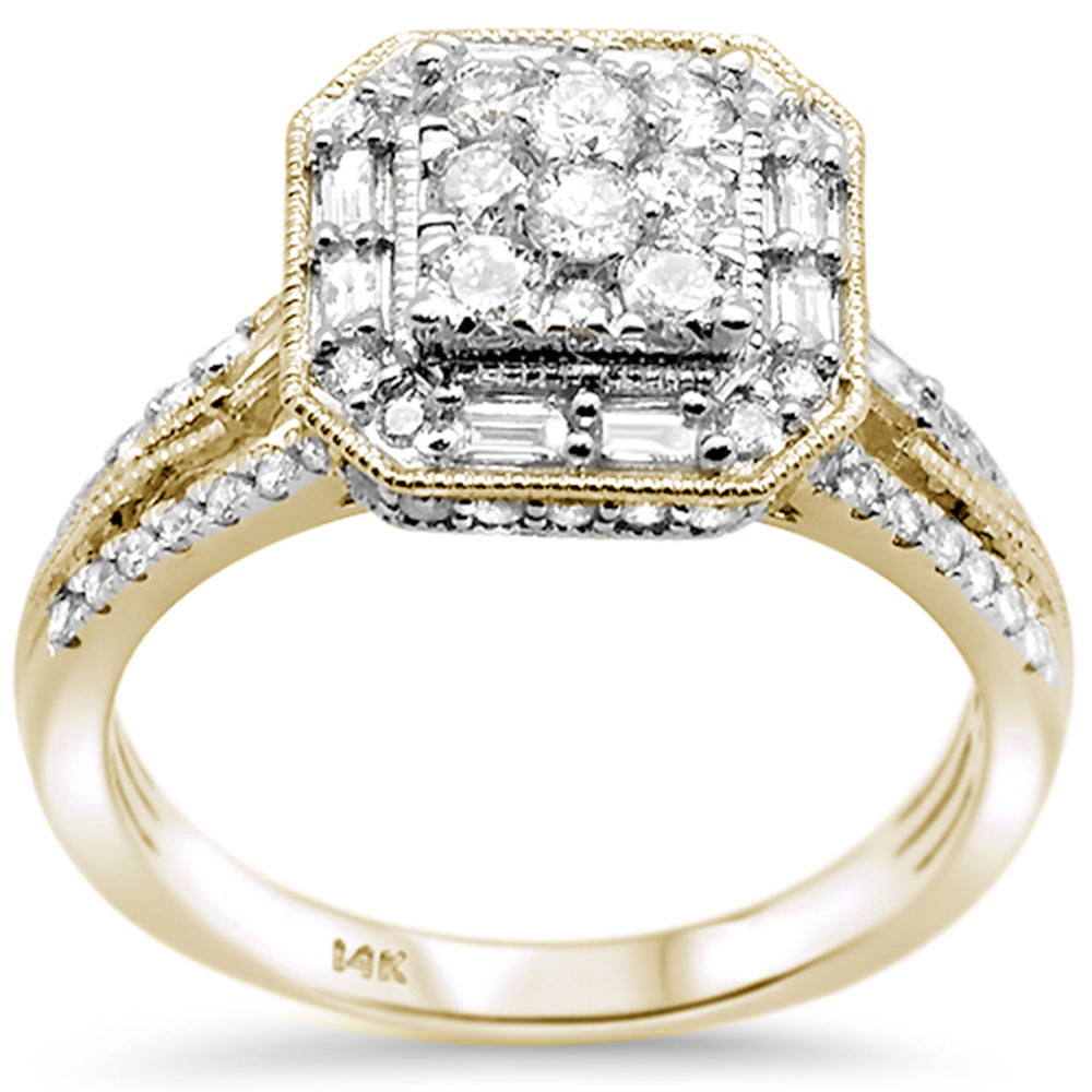 ''SPECIAL! .99ct F SI 14K Yellow Gold Square Diamond Engagement RING Size 6.5''