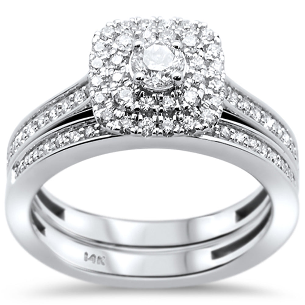 ''SPECIAL!.75ct 14k White GOLD Diamond Engagement Bridal Set Ring Size 6.5''