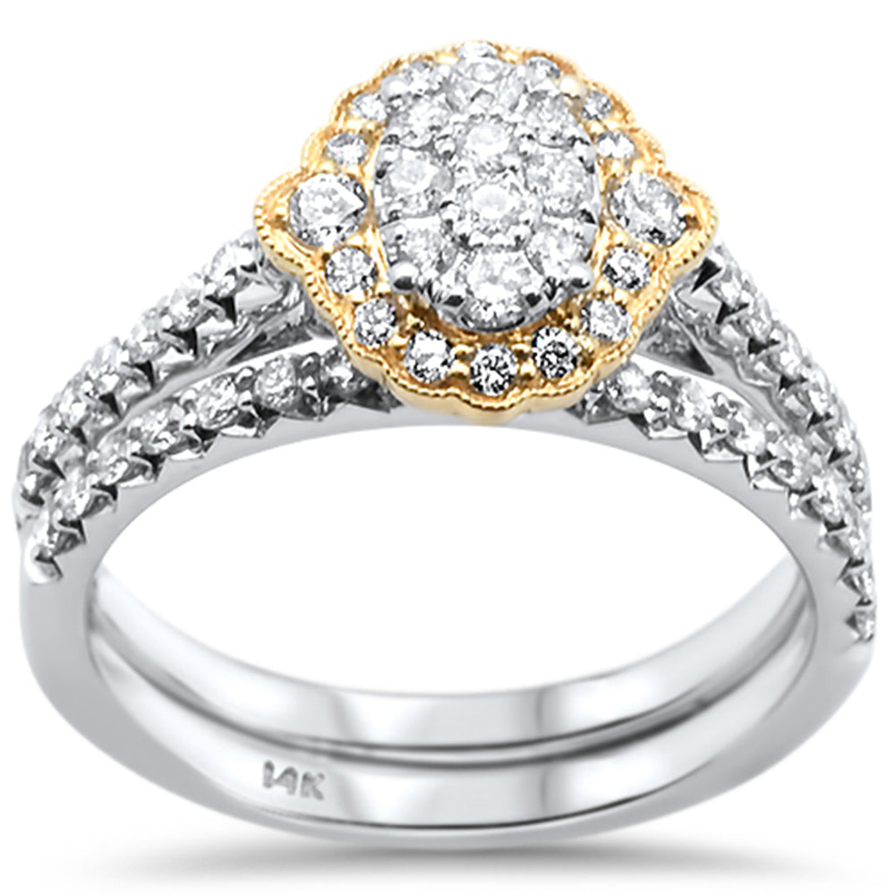 ''SPECIAL! .76ct 14k Two Tone Gold DIAMOND Engagement Ring Bridal Set Size 6.5''