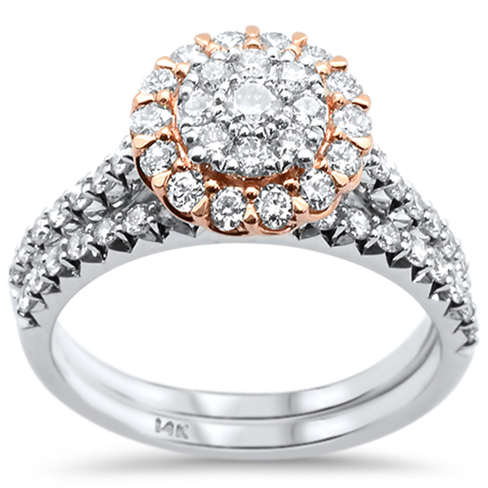 ''SPECIAL! 1.01ct 14k Two Tone Gold Round Diamond Engagement RING Bridal Set Size 6.5''