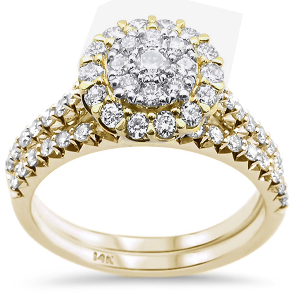 ''SPECIAL!1.00ct F SI 14K Yellow Gold Round Diamond Engagement RING Bridal Set Size 6.5''