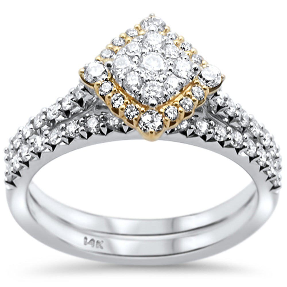 ''SPECIAL! .75ct G SI 14k Two Tone GOLD Square Shape Diamond Engagement Ring Bridal Set 6.5''