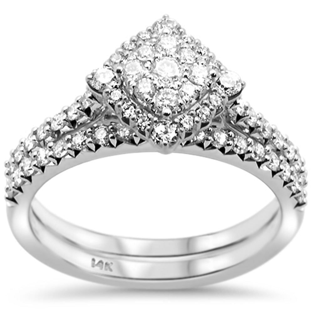 ''SPECIAL! .74ct G SI 14k White GOLD Square Shape Diamond Engagement Bridal Set 6.5''