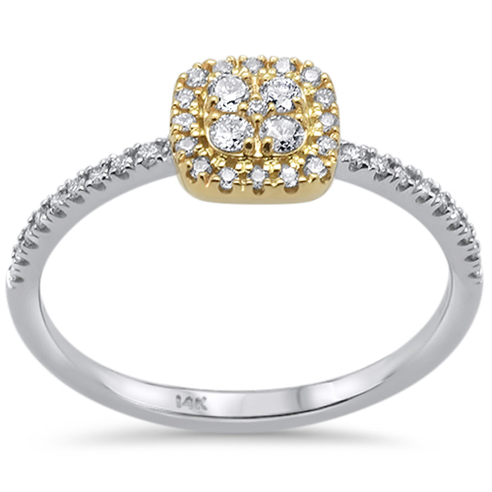 .25ct 14k Two Tone GOLD Square Shape Diamond Engagement Promise Ring