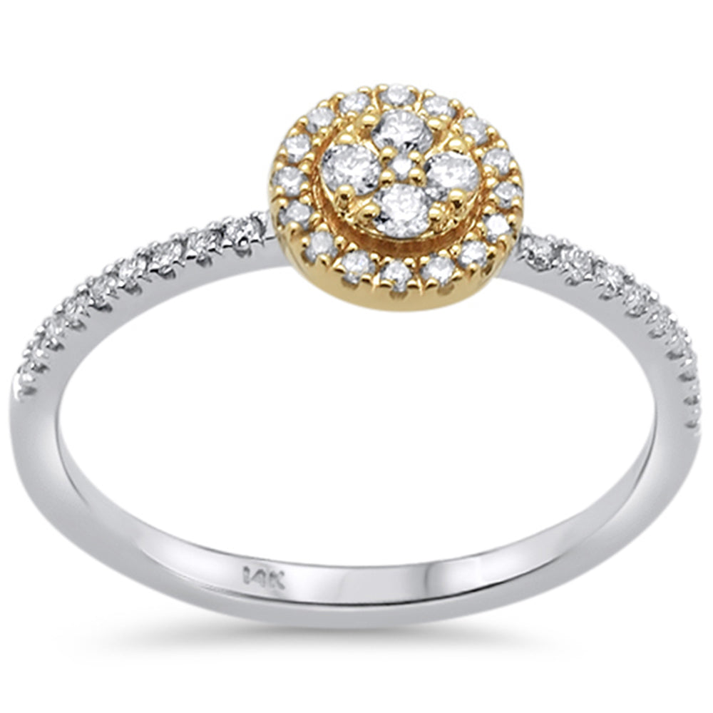 .24ct 14k Two Tone GOLD Round Diamond Engagement Promise Ring Size 6.5