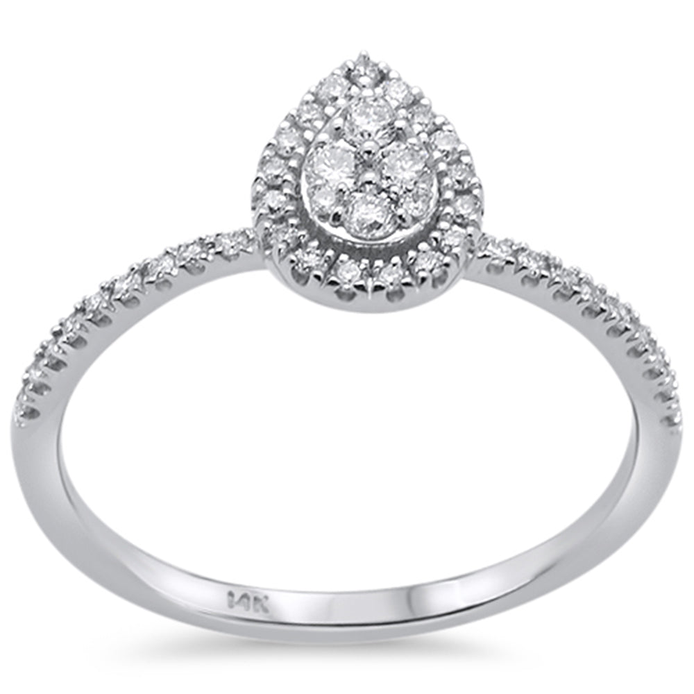 .25ct 14k White GOLD Pear Shape Diamond Engagement Promise Ring Size 6.5