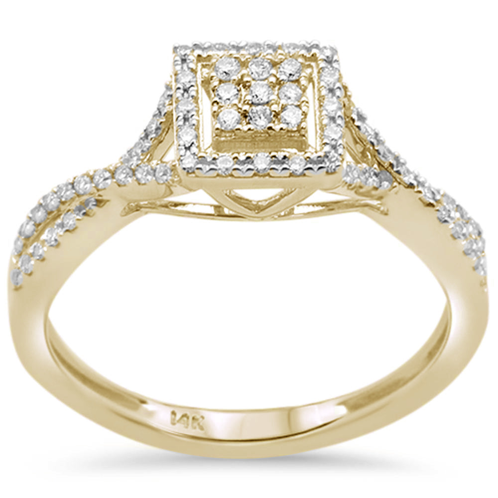 .23CT G SI 14KT Yellow Gold Diamond Square Stye Engagement RING Size 6.5