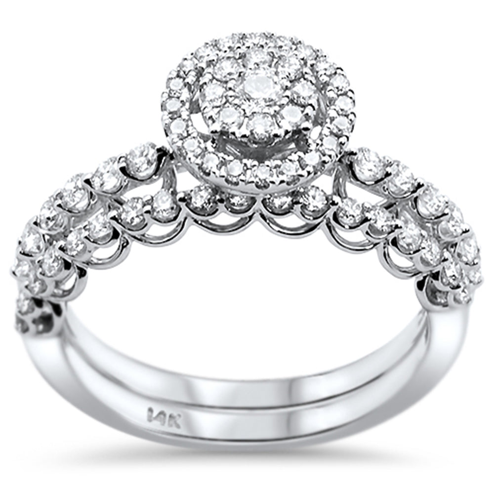 ''SPECIAL!.74ct 14k White GOLD Round Diamond Engagement Ring Bridal Set Size 6.5''