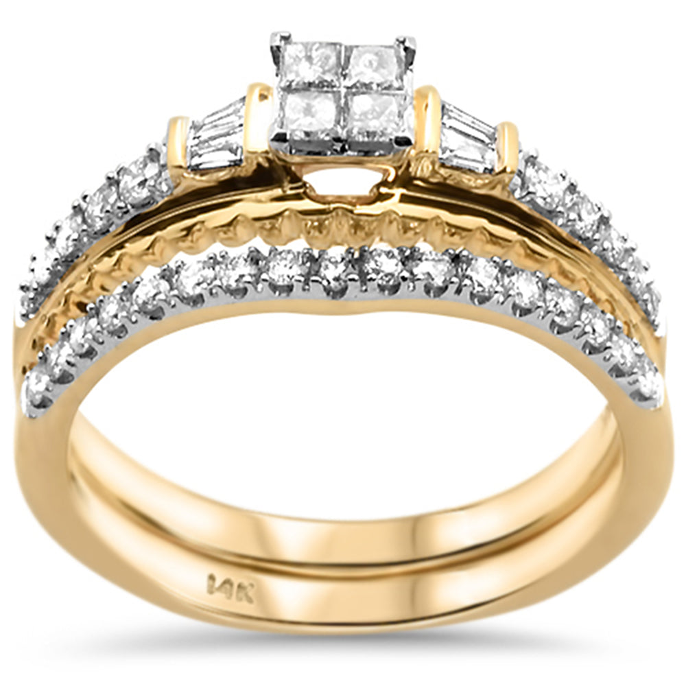 ''SPECIAL! .48ct G SI 14k Yellow Gold Princess Diamond Engagement RING Bridal Set Size 6.5''