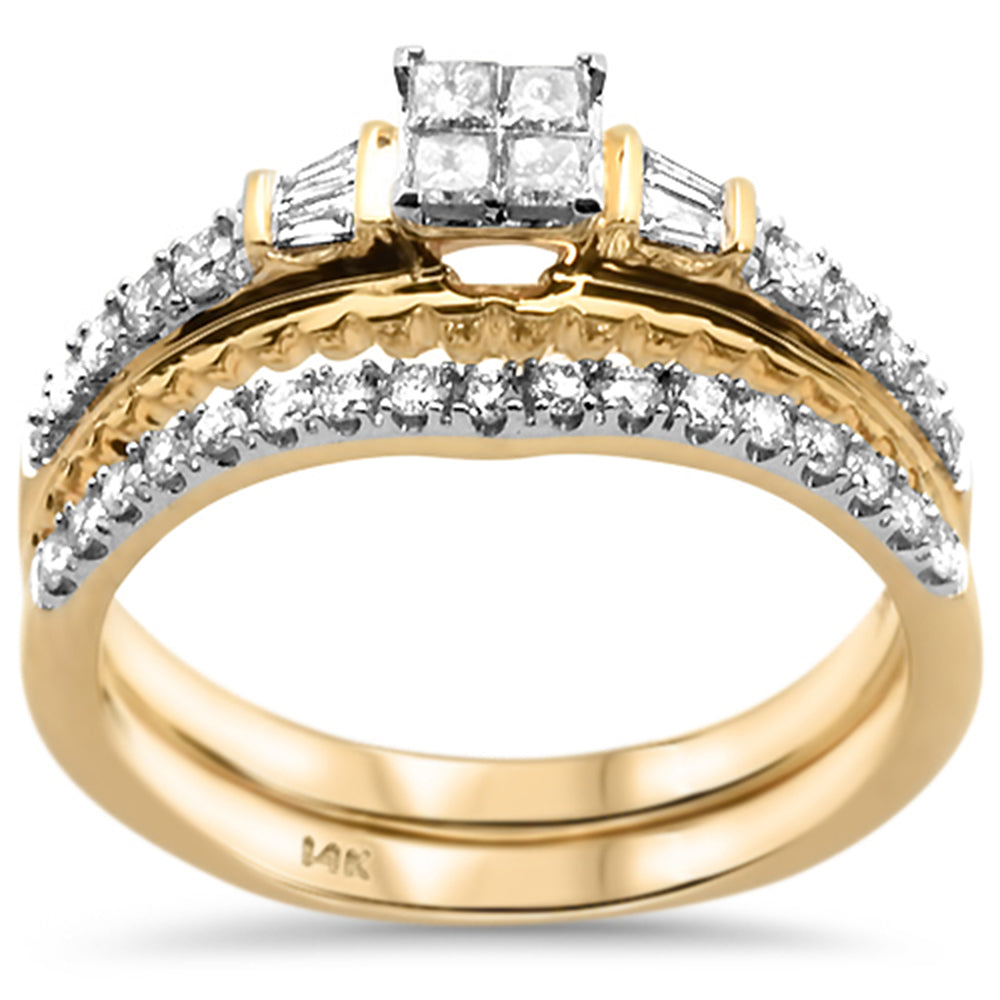 ''SPECIAL! .48ct G SI 14k Yellow Gold Princess DIAMOND Engagement Ring Bridal Set Size 6.5''