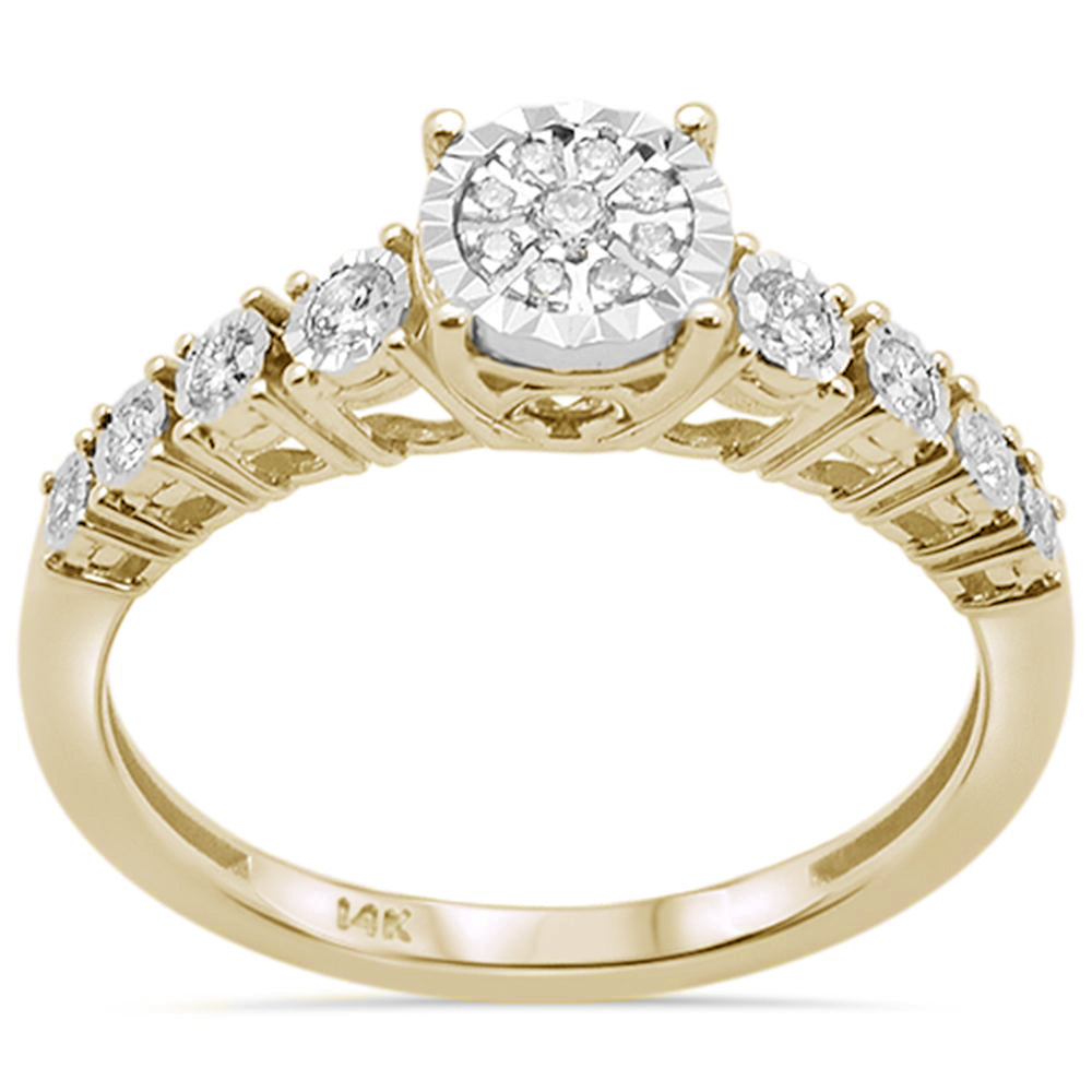 ''SPECIAL! .23CT G SI 14KT Yellow GOLD Diamond Round Diamond 5 Stone Miracle Illusion Engagement Ring