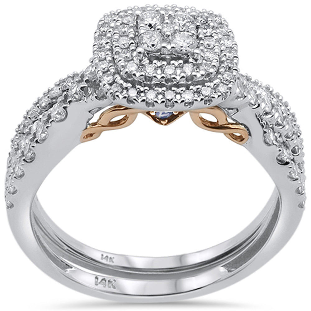 ''SPECIAL!.74ct 14k Two Tone Gold Princess Cut DIAMOND Engagement Ring Bridal Set''