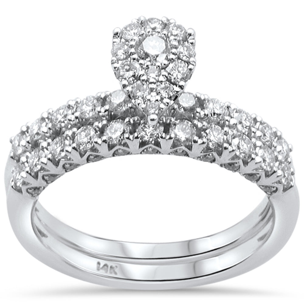 ''SPECIAL! 1.01ct 14k White Gold DIAMOND Pear Shape Engagement Ring Bridal Set''