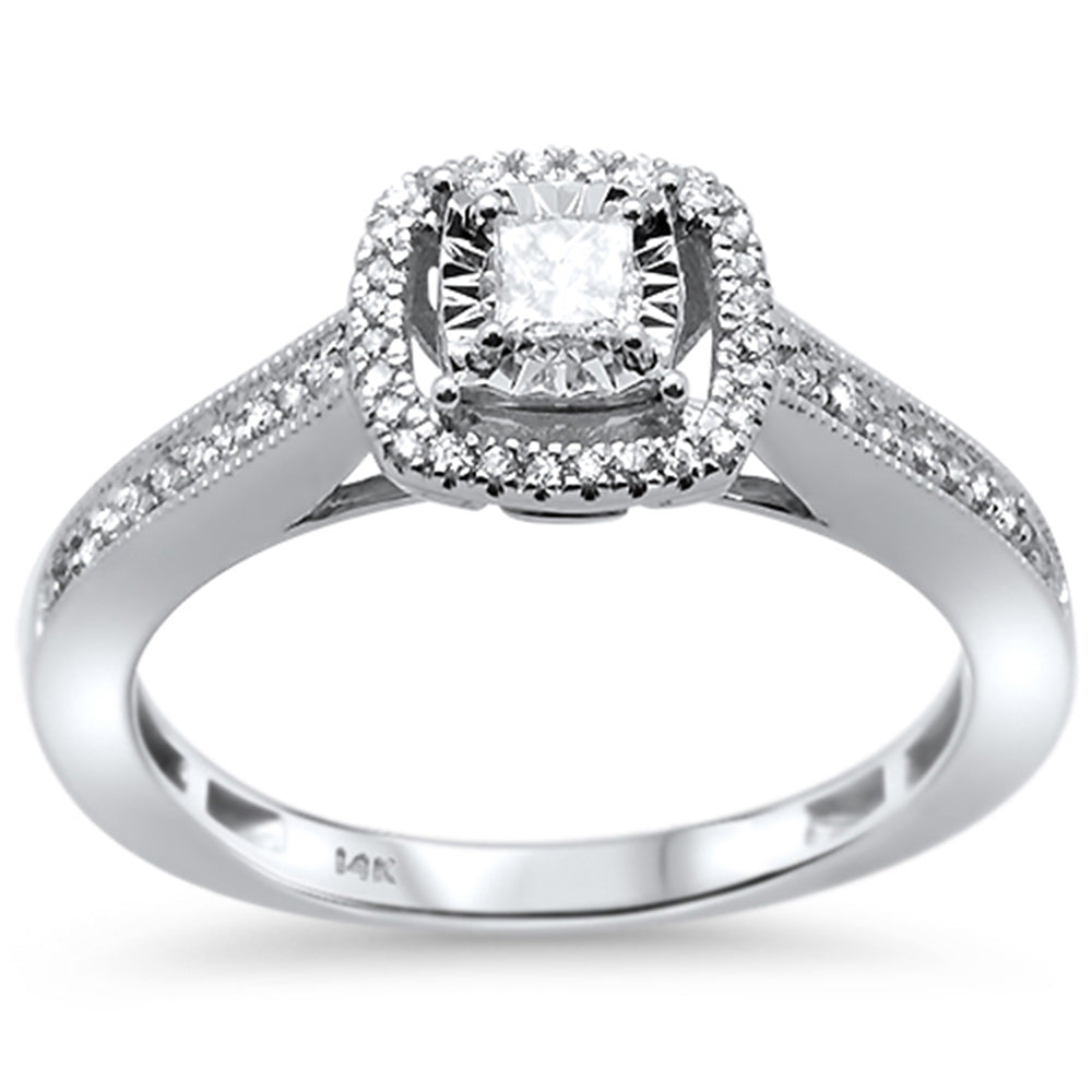''SPECIAL!.26ct 14k White GOLD Princess Square Diamond Promise Engagement Ring''