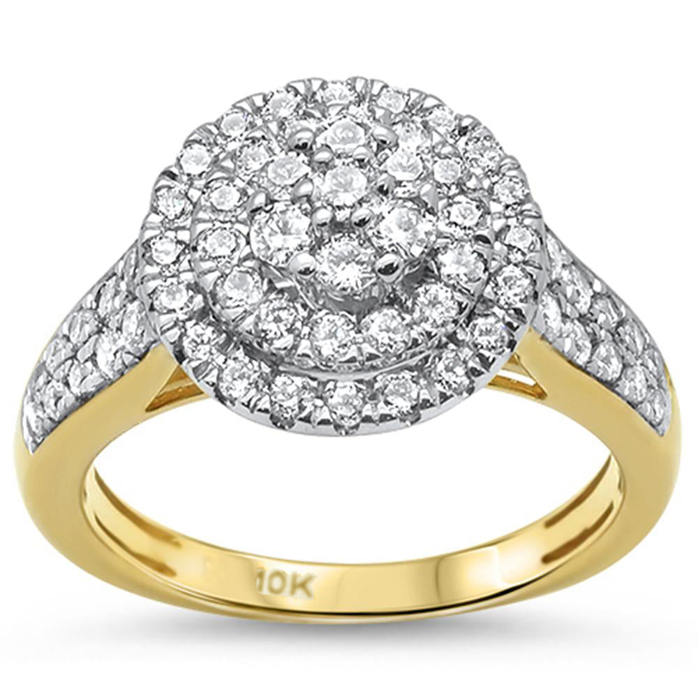 ''SPECIAL! .97ct 10k Yellow Gold Diamond Cluster Cocktail Engagement RING Size 6.5''