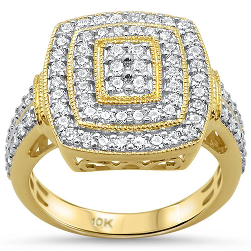 ''SPECIAL! 1.05ct 10k Yellow Gold Square Cocktail Cluster DIAMOND Ring Size 6.5''