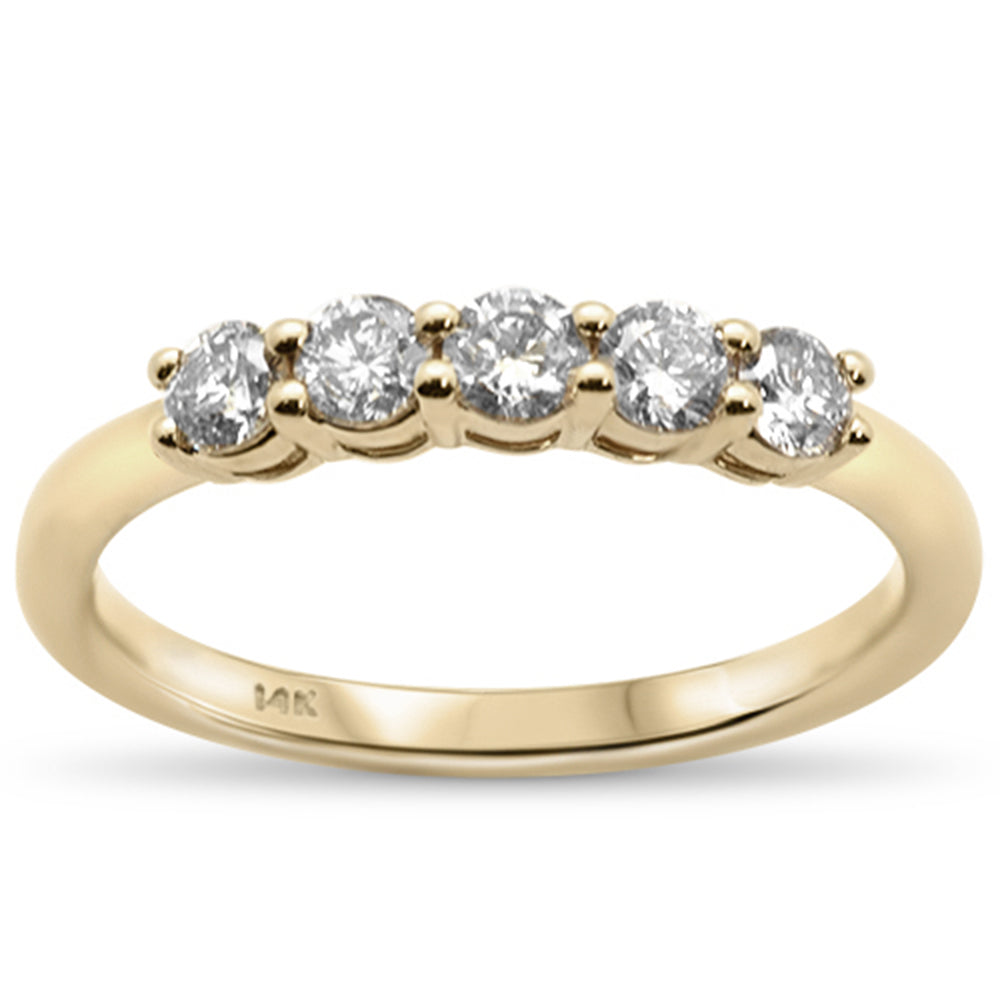 .49ct 14K Yellow Gold 5 Stone Anniversary DIAMOND Wedding Band Ring