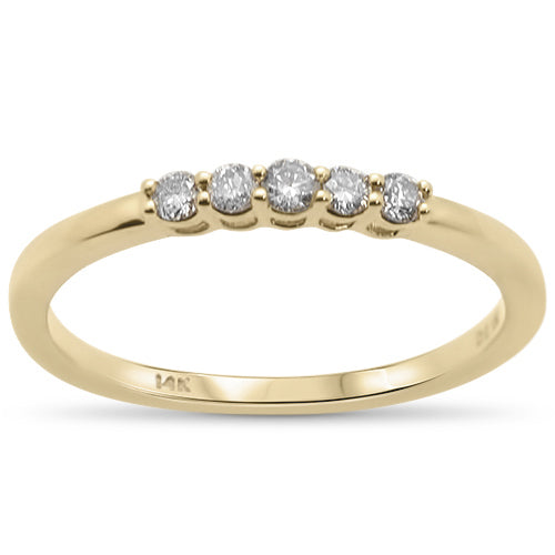 .15ct 14K Yellow Gold 5 Stone Anniversary Diamond WEDDING Band Ring